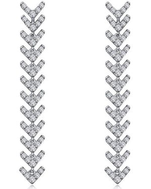Lafonn Simulated Diamond Chevron Linear Drop Earrings - White