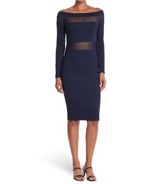 Love By Design Off-Shoulder Mesh Bodycon Dress - Blue