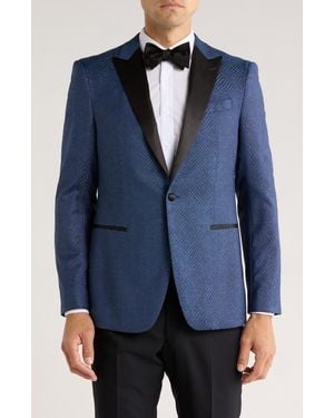 John Varvatos Geometric Wool Blend Dinner Jacket - Blue
