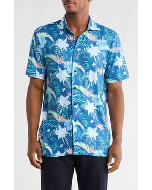 Con.struct Slim Fit Performance Short Sleeve Button-Up Shirt - Blue