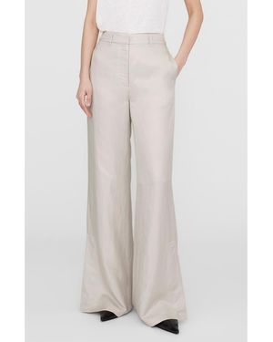 Anine Bing Lyra Wide Leg Linen Blend Trouser - Gray
