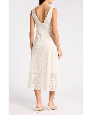 FRNCH Crista Embroidered Eyelet Cotton A-Line Dress - Natural