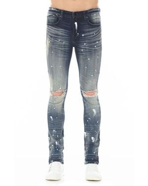 HVMAN Strat Ripped Super Skinny Jeans - Blue