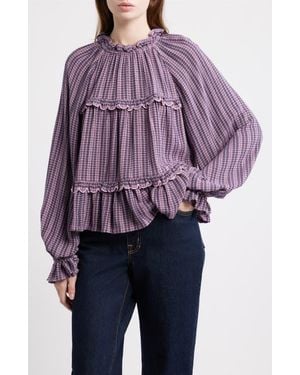 Treasure & Bond Long Sleeve Plaid Woven Shirt - Blue