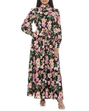 Alexia Admor Saliah Mockneck Blouson Sleeve Dress - Multicolor