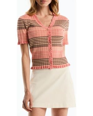 Laundry by Shelli Segal Ruffled V-Neck Cardigan - Orange