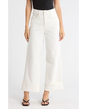 GOOD AMERICAN Soft Tech Good Skate Crop Wide Leg Jeans - White