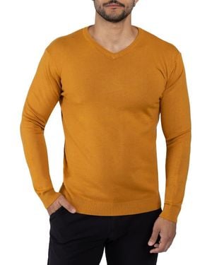 Xray Jeans Ribbed V-Neck Knit Sweater - Yellow