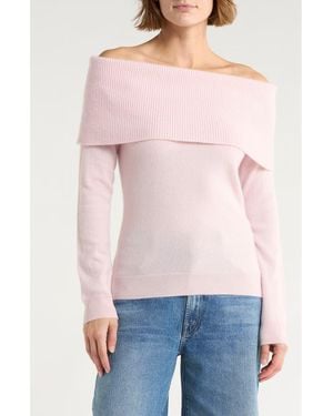 Magaschoni Cashmere Off The Shoulder Sweater - Pink