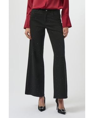 Joseph Ribkoff Studded Wide Leg Jeans - Black