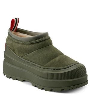 HUNTER Askern Waterproof Suede Platform Bootie - Green