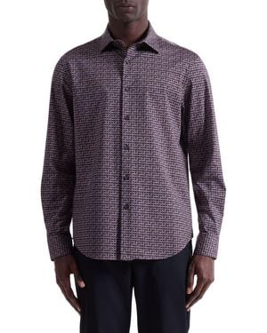 Bugatchi Jimmy Ooohcotton Check Button-Up Shirt - Purple