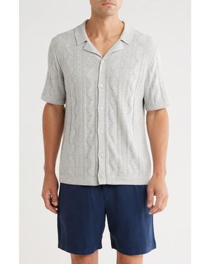 Tahari Textured Camp Shirt - Gray