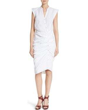 Veronica Beard Ruched Cotton Shirtdress - White