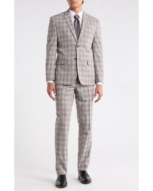 Gino Vitale Slim Fit Plaid Stretch Two-Piece Suit - Gray