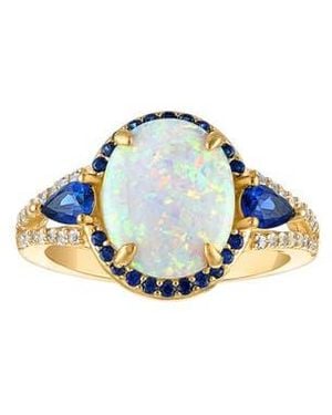 FUZION CREATIONS Lab Grown Opal & Lab Grown Sapphire Cocktail Ring - Blue