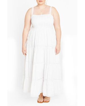 City Chic Dakota Tiered Maxi Sundress - White