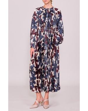 MELLODAY Floral Print Long Sleeve Shirtdress - Multicolor