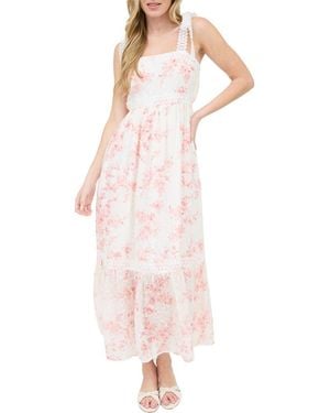 AUGUST SKY Floral Tie Strap Empire Waist Maxi Dress - Pink