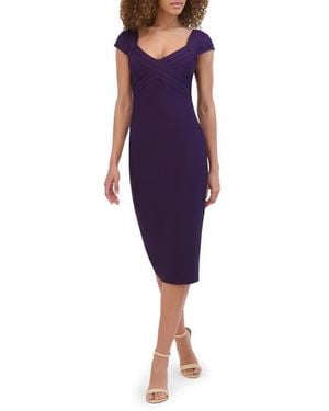 Siena Jewelry Body-Con Bandage Midi Dress - Purple