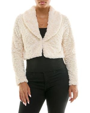Nina Leonard Faux Fur Bolero - Natural