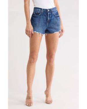 L'Agence Clark High Waist Denim Cutoff Shorts - Blue