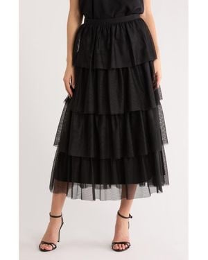 DR2 by Daniel Rainn Tiered Tulle Skirt - Black