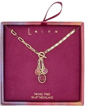 Leith Glass Pendant Toggle Necklace - Purple