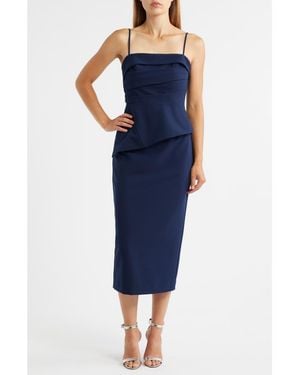 Black Halo Marla Pleated Top & Pencil Skirt Set - Blue