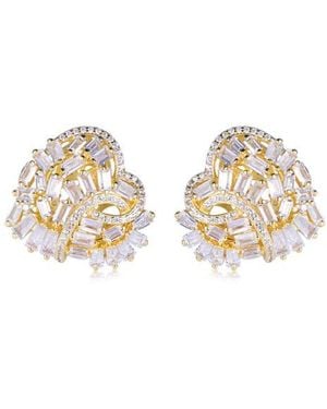 Suzy Levian Cubic Zirconia Cluster Heart Stud Earrings - Yellow