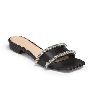 Cinq À Sept Catherine Crystal Embellished Satin Slide Sandal - Multicolor