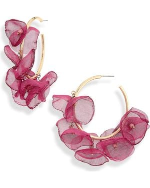 Natasha Couture Petal Hoop Earrings - Pink
