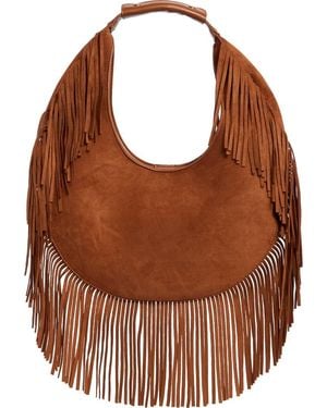 Urban Expressions Fringe Faux Suede Hobo Bag - Brown