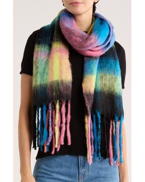 BCBGMAXAZRIA Plaid Blanket Wrap Scarf - Blue