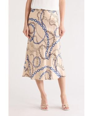 Rails Anya Print Satin Midi Skirt - Natural