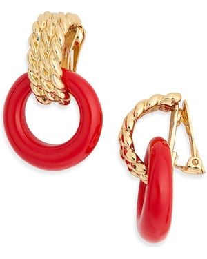 Kenneth Jay Lane Doorknocker Clip-On Earrings - Red