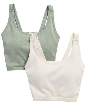 90 Degrees 2-Pack Alamo Stonewash Ribbed Seamless Sports Bras - Multicolor