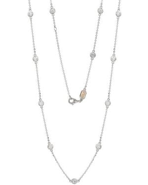 Suzy Levian 14K Diamond Station Chain Necklace - White