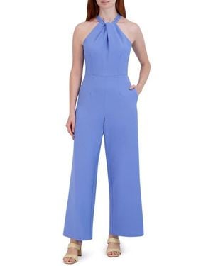 Julia Jordan Halter Neck Wide Leg Jumpsuit - Blue
