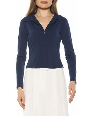 Alexia Admor Marlo Long Sleeve Polo - Blue