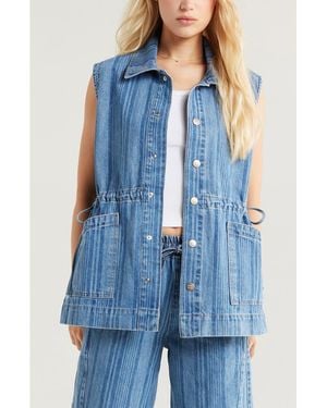 Damson Madder Hera Stripe Denim Vest - Blue