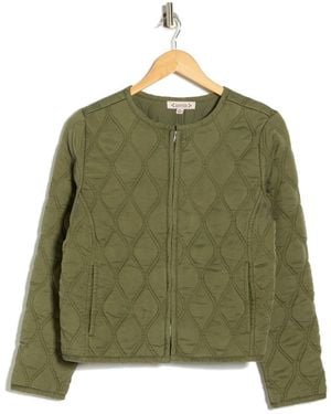 Nanette Lepore Full Zip Quilted Chambray Jacket - Green