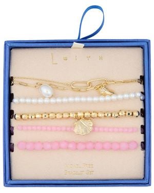 Leith 5-Pack Beaded Sea Life Bracelet Set - Blue