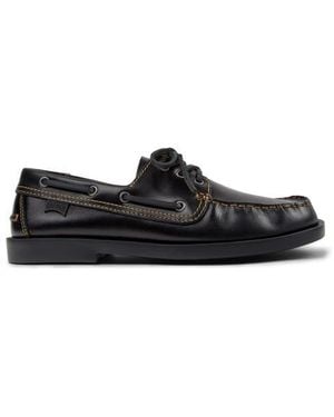 Camper Don Leather Boat Shoe - Black