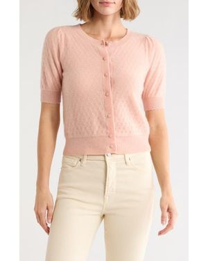 Joie Pointelle Cashmere Cardigan - Pink