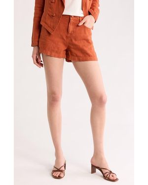 L'Agence Gina High Waist Linen Shorts - White