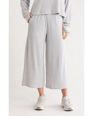90 Degrees Swiftstride Rib Knit Wide Leg Pants - White