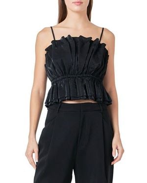 Endless Rose Sheen Ruffledcrop Camisole - Blue