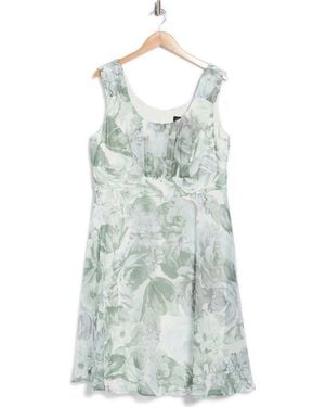 Connected Apparel Ruched Chiffon Midi Dress - Blue