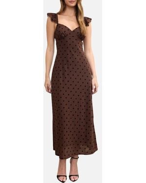 Blu Pepper Ruffle Strap Maxi Dress - Brown